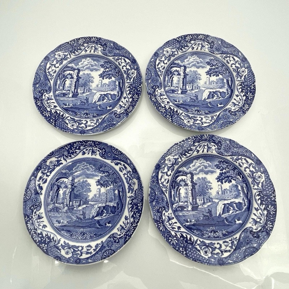 Vintage Spode Blue Italian Pattern Set of 3 Bread & Butter & 1 Saucer Plates